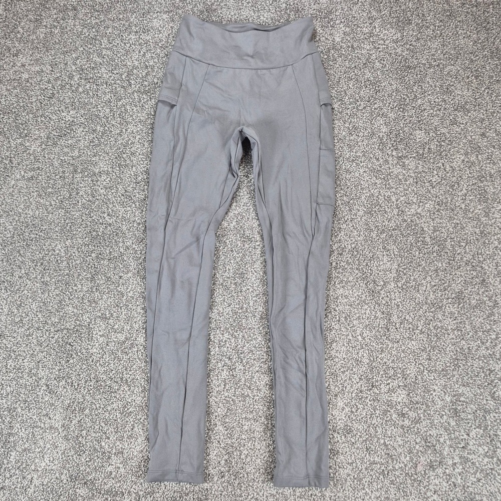 Gymshark Leggings Womens Small Gray High Waisted Zipper Pockets Workout Gym